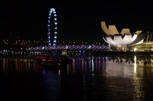 Singapura Roda gigante e flor de Singapura
